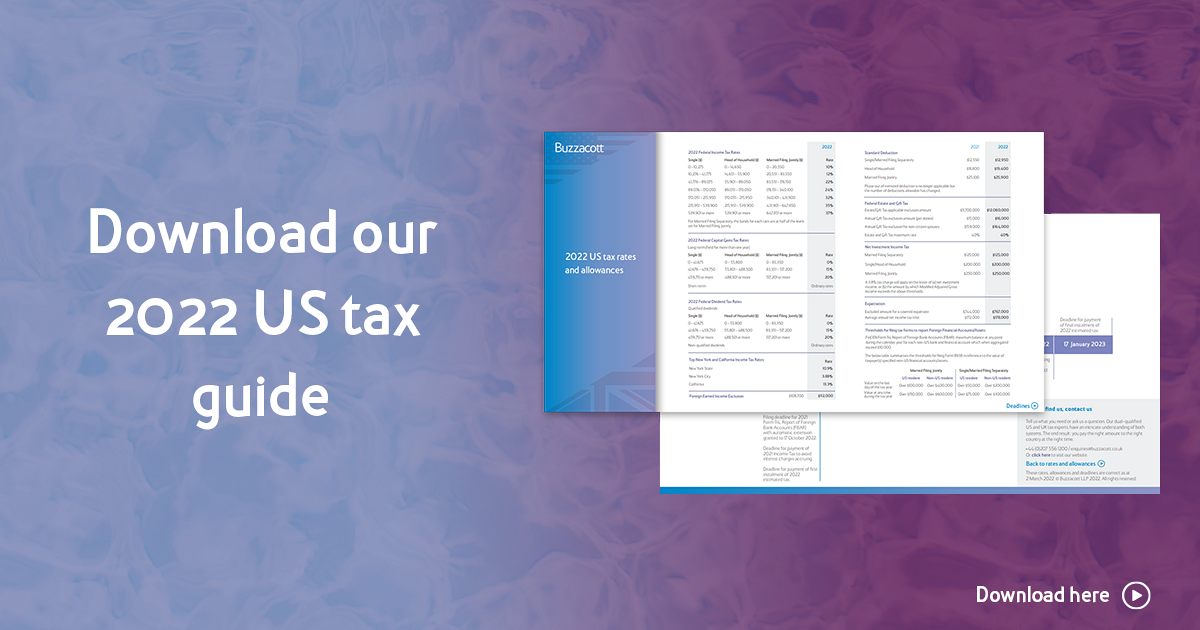 2022 US tax rates and allowances guide